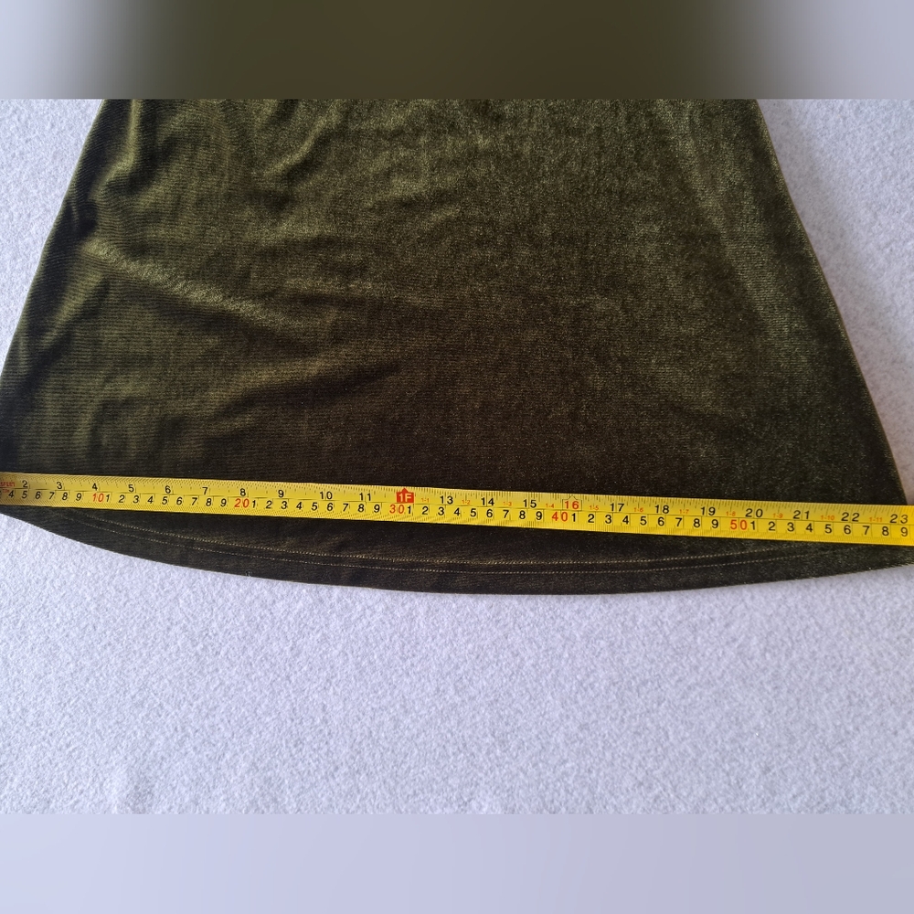 Cider Olive Velvet V-Neck Solid Lace Detail Mini Dress - Picture 10 of 14